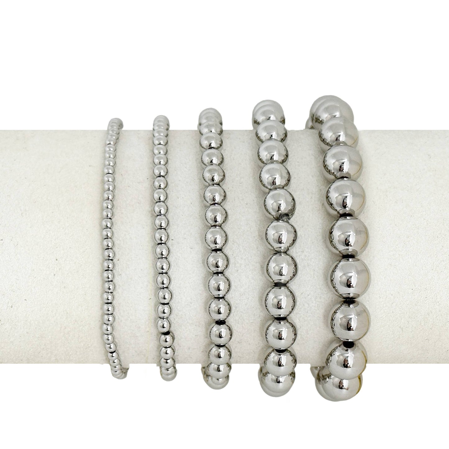 Love, Lisa - Celebrity Famous Five Stack Of Beaded Bracelets: Mixed Silver & Gold