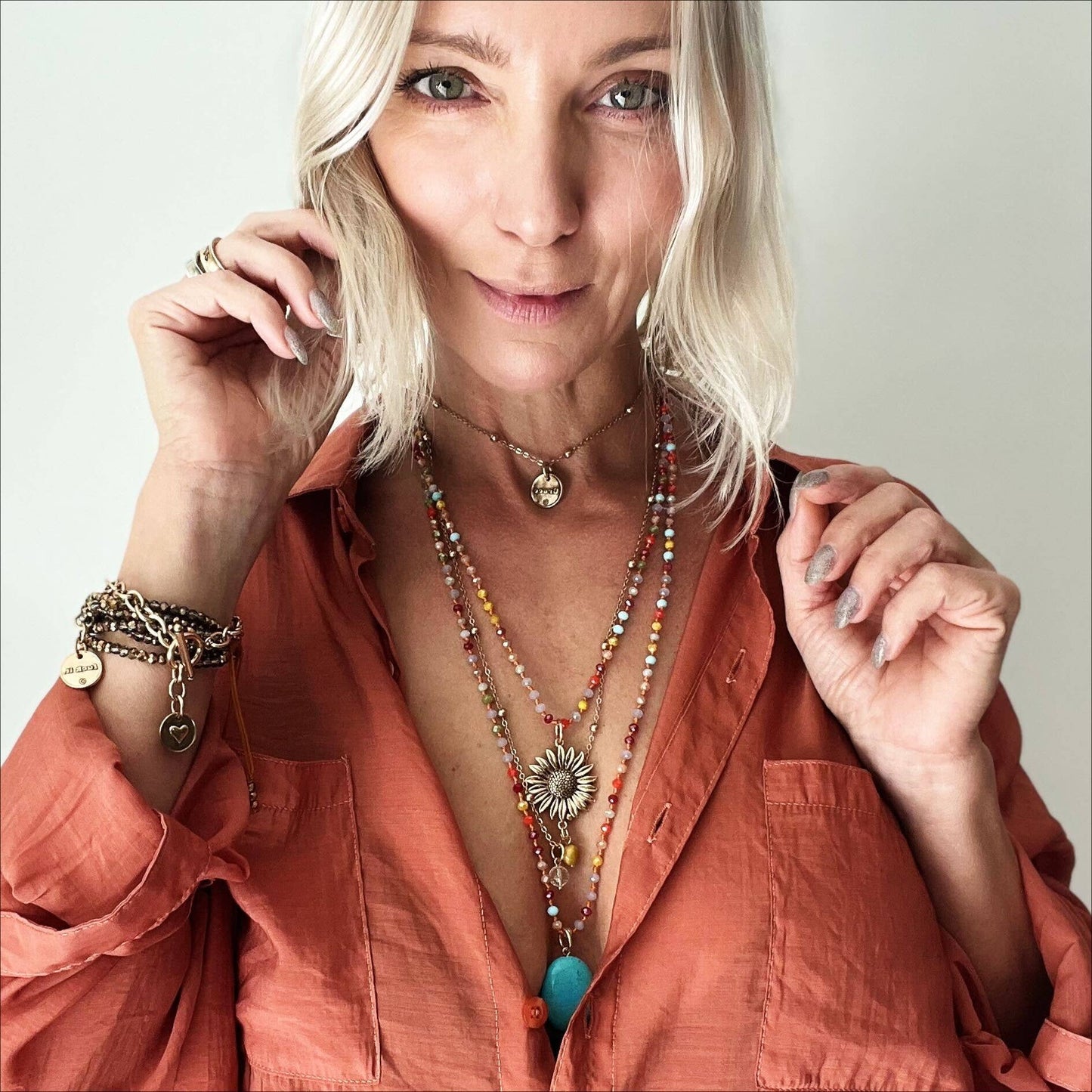 Katia Designs - HAVE FAITH | HEART | Dainty: Gold / Off-White Howlite Cross