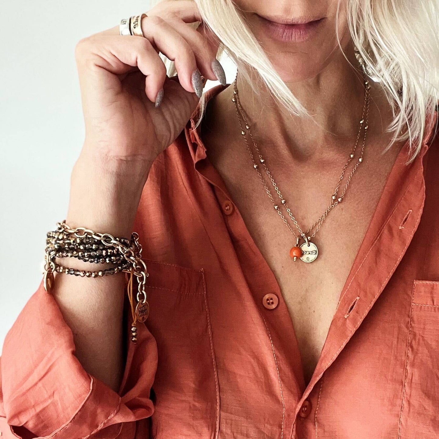 Katia Designs - HAVE FAITH | HEART | Dainty: Gold / Off-White Howlite Cross