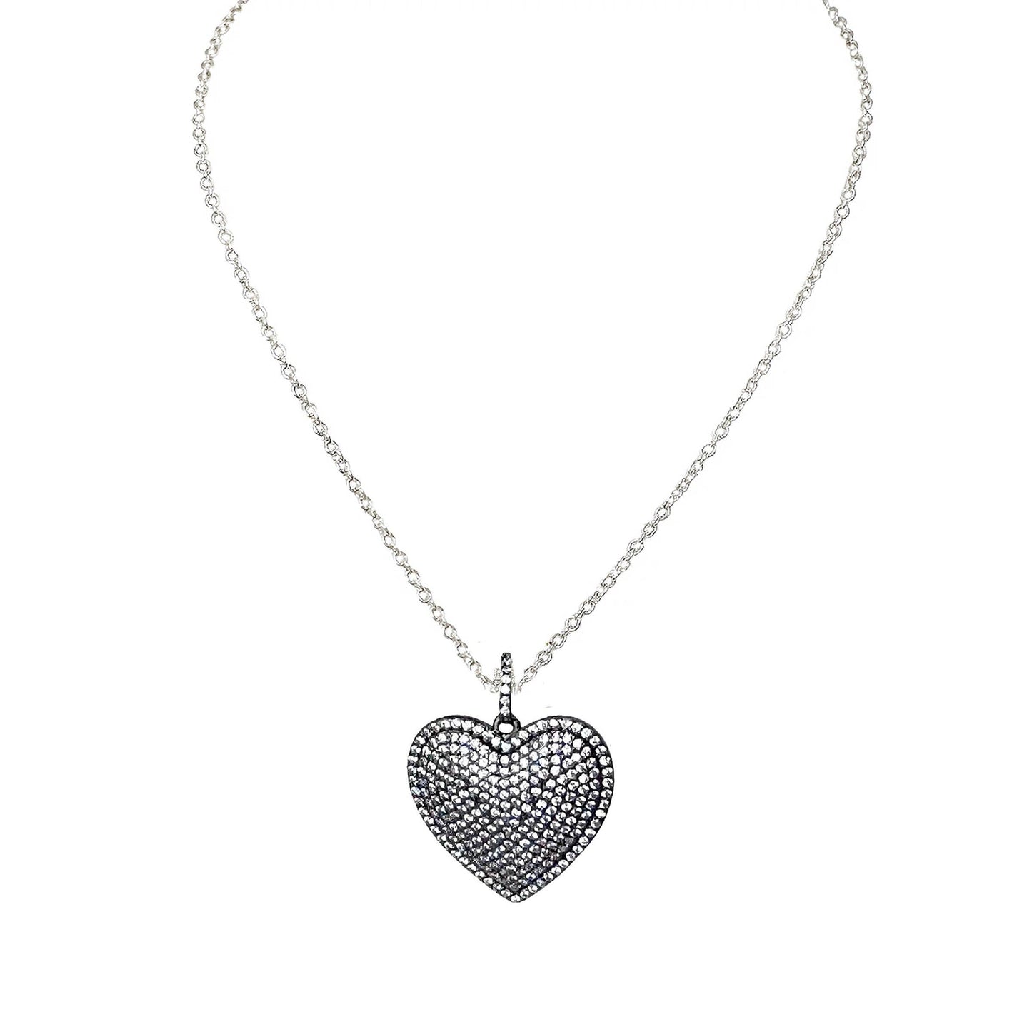 Love, Lisa - Lila Diamond Heart Necklace: Silver
