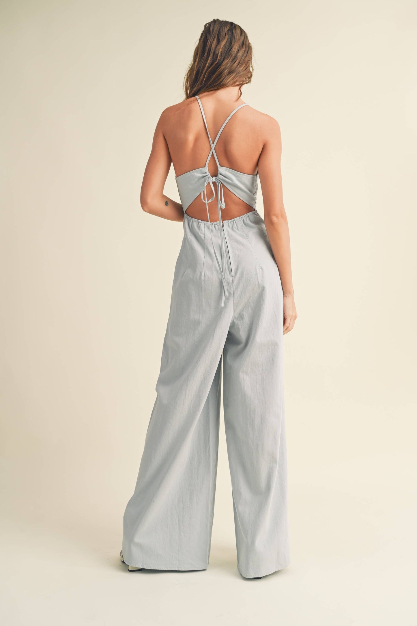 WASHED COTTON JUMPSUIT: LT DENIM