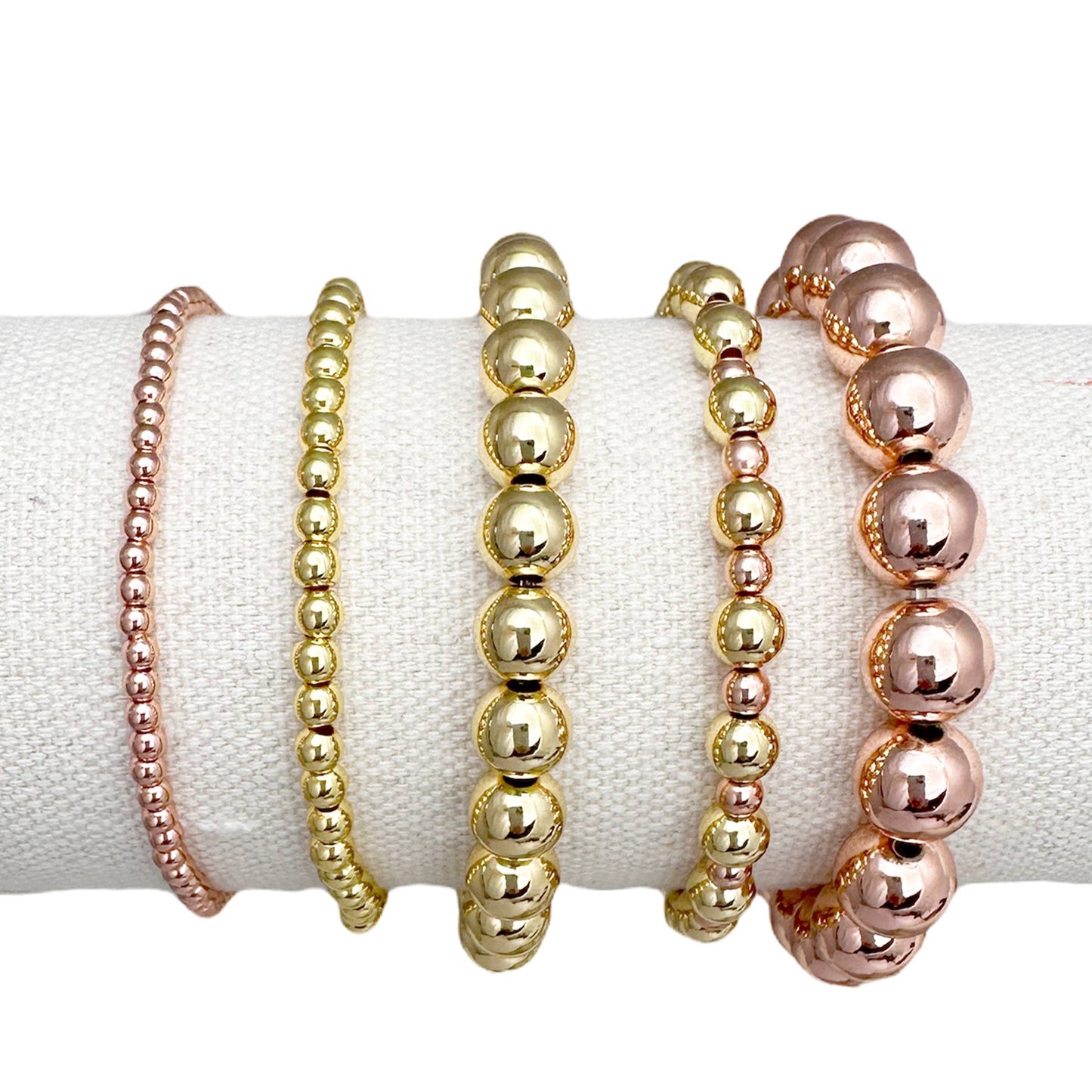 Love, Lisa - Celebrity Famous Five Stack Of Beaded Bracelets: Mixed Silver & Gold