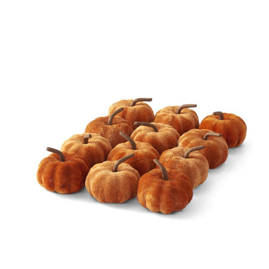 Box of 12 Orange Velvet Pumpkins 2.25in each