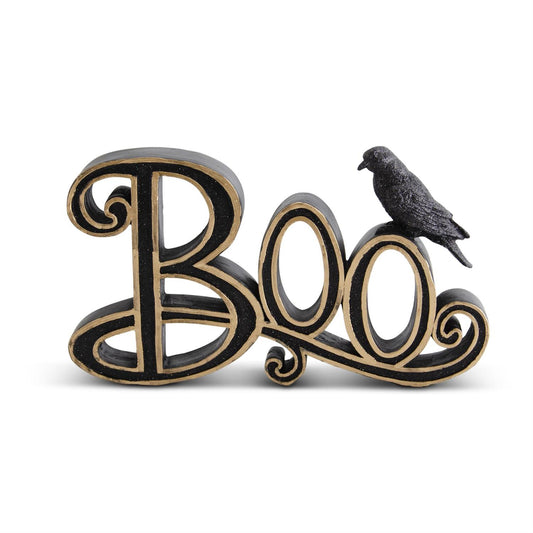 9.75in Black & Gold Resin Boo Cutout