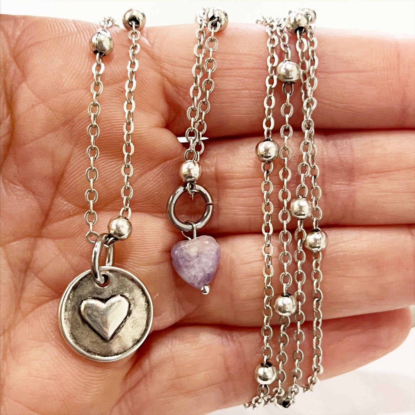 Katia Designs - HAVE FAITH | HEART | Dainty: Gold / Off-White Howlite Cross