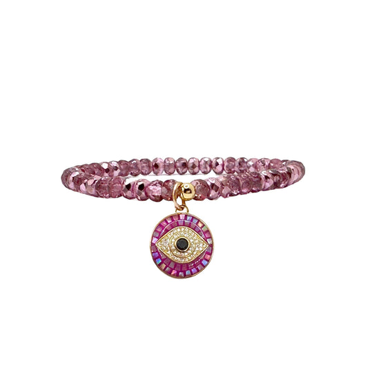 Harper Mosaic Evil Eye Bracelet: Pink