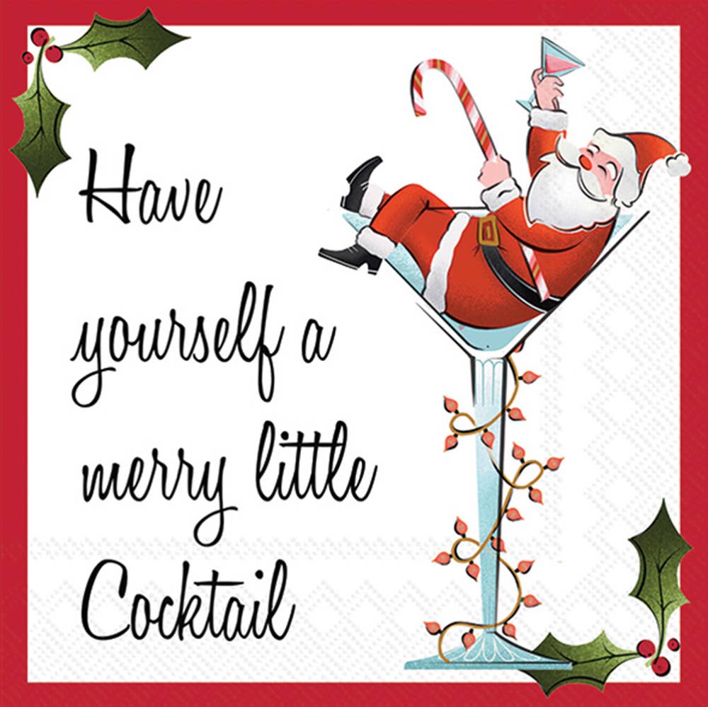 Paper Cocktail Napkins Pk/20 Merry Cocktail Christmas