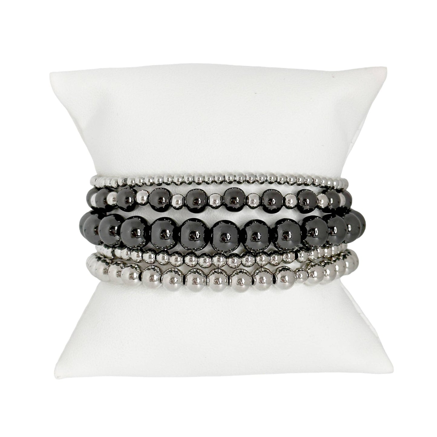 Love, Lisa - Celebrity Famous Five Stack Of Beaded Bracelets: Mixed Silver & Gold