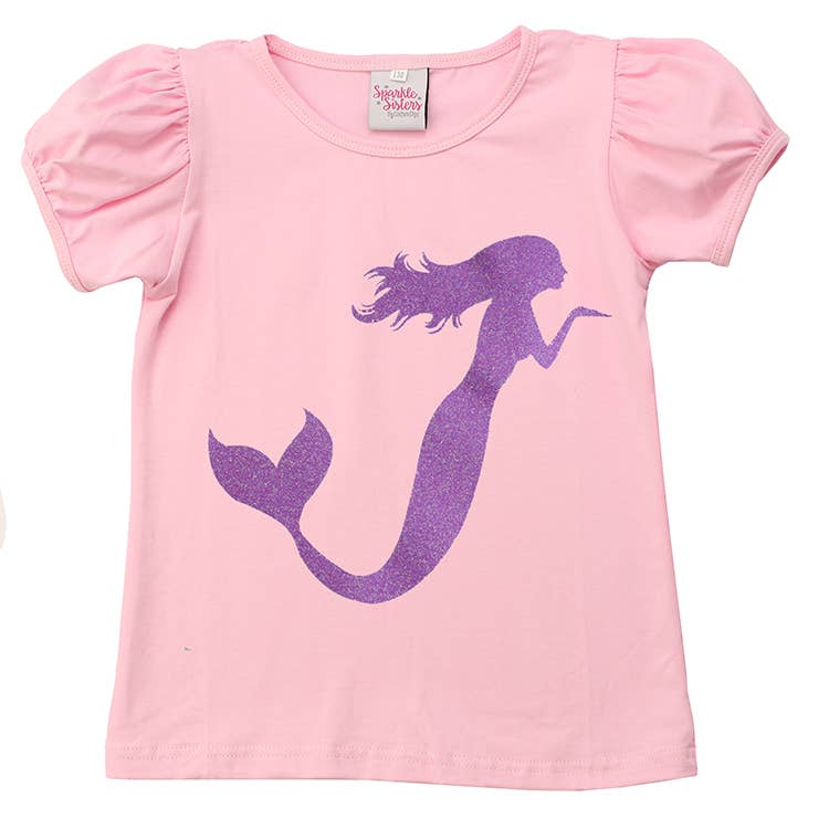 Sparkle Sisters by Couture Clips - Lavender Mermaid on Puff Sleeve Shirt: 3 / white