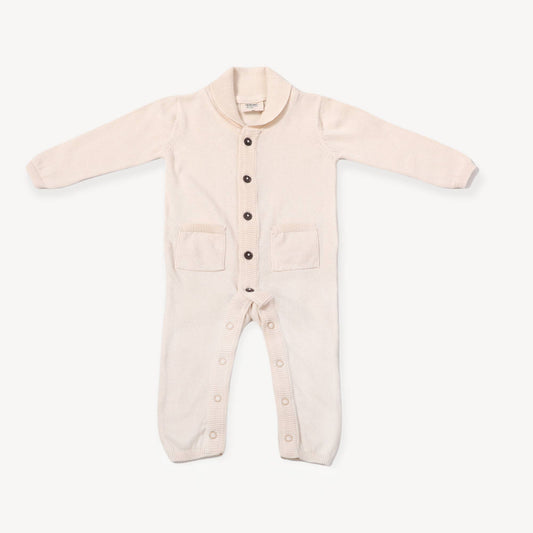 Viverano Organics - Milan Shawl Sweater Knit Baby Jumpsuit (Organic cotton): Cream / 0-3
