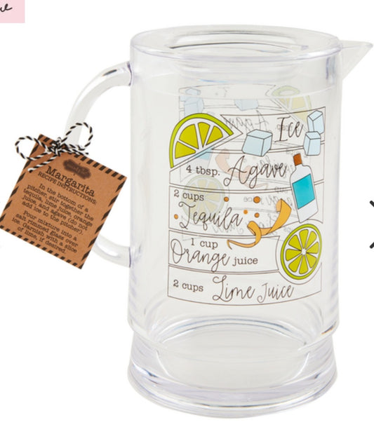 Acrylic Margarita Recipe Pitcher
