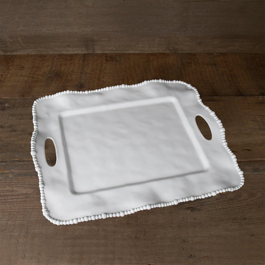 VIDA Alegria Rectangular (White) Tray with Handles