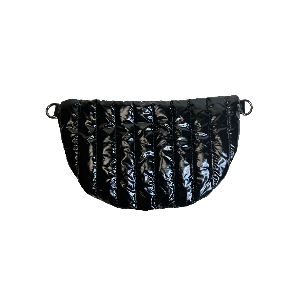 Reese Quilted Sling/Waist Bag w/Black Resin Chain & 2" Solid: BLACK