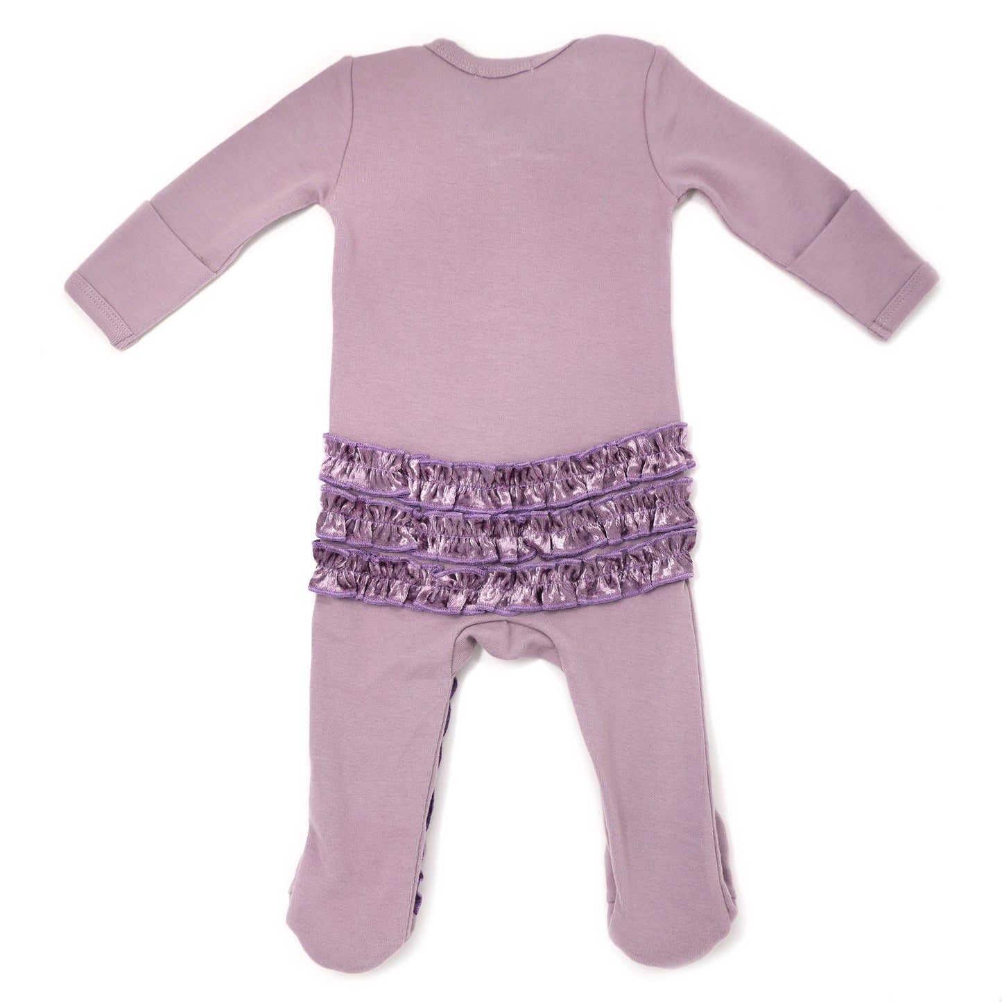 Zipper Velvet Ruffle Footie Cotton: 1 mo / LAVDU