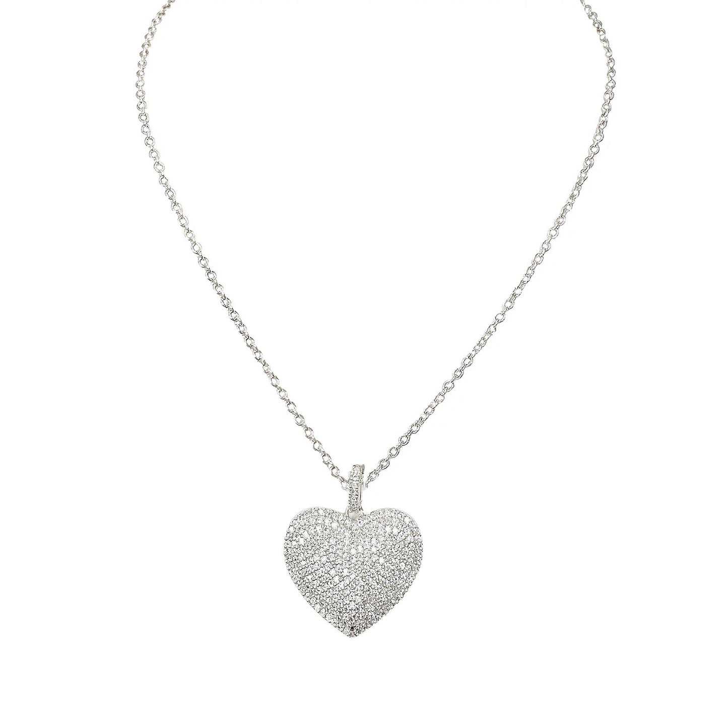 Love, Lisa - Lila Diamond Heart Necklace: Silver