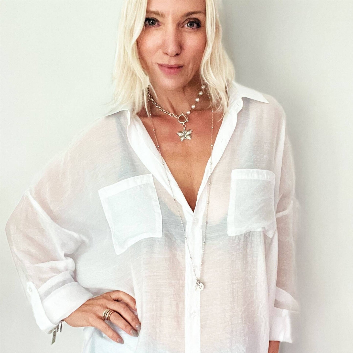 Katia Designs - HAVE FAITH | HEART | Dainty: Gold / Off-White Howlite Cross