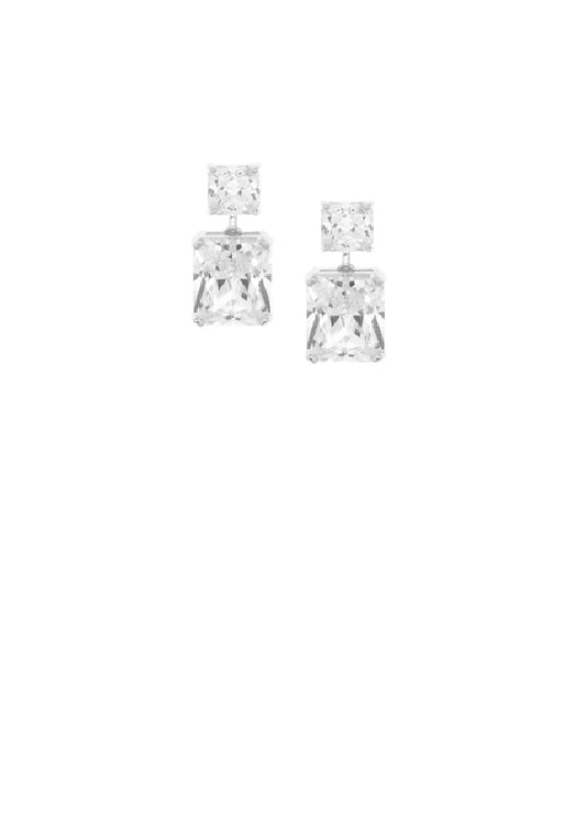 Emerald Cut Earrings Clear