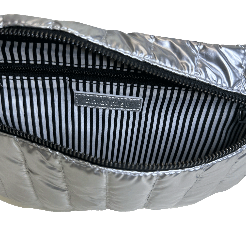 Reese Quilted Sling/Waist Bag w/Black Resin Chain & 2" Solid: BLACK