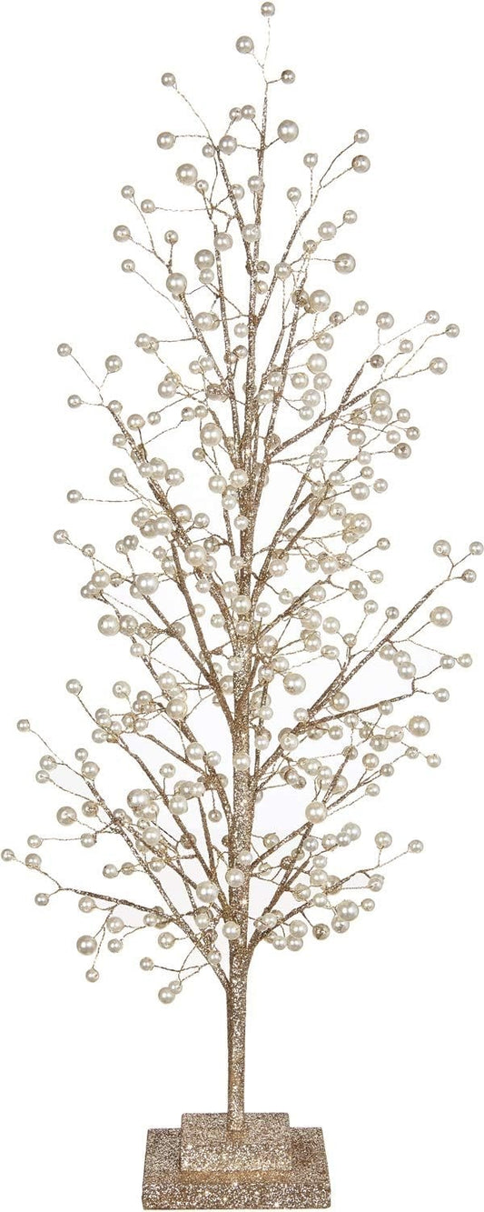 24in Gold Glittered Twig Tree w/Pearl