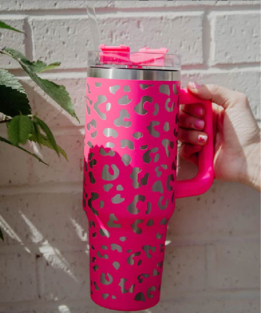 Metallic Leopard Coffee Tumbler 40 oz.