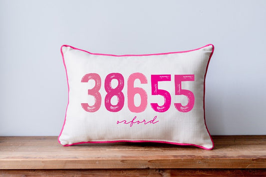 PERSONALIZE ME! Pink Zip Code Pillow