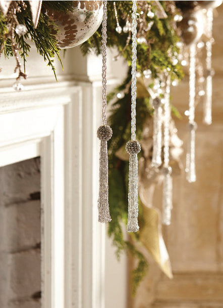3” Silver Beaded Garland w/Tassels