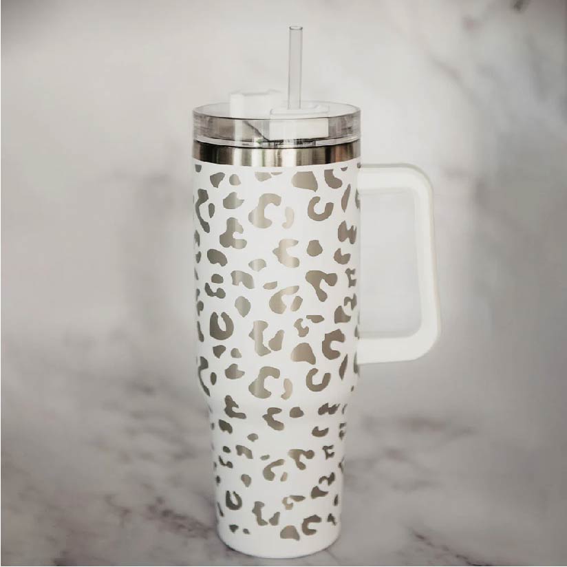 Metallic Leopard Coffee Tumbler 40 oz.