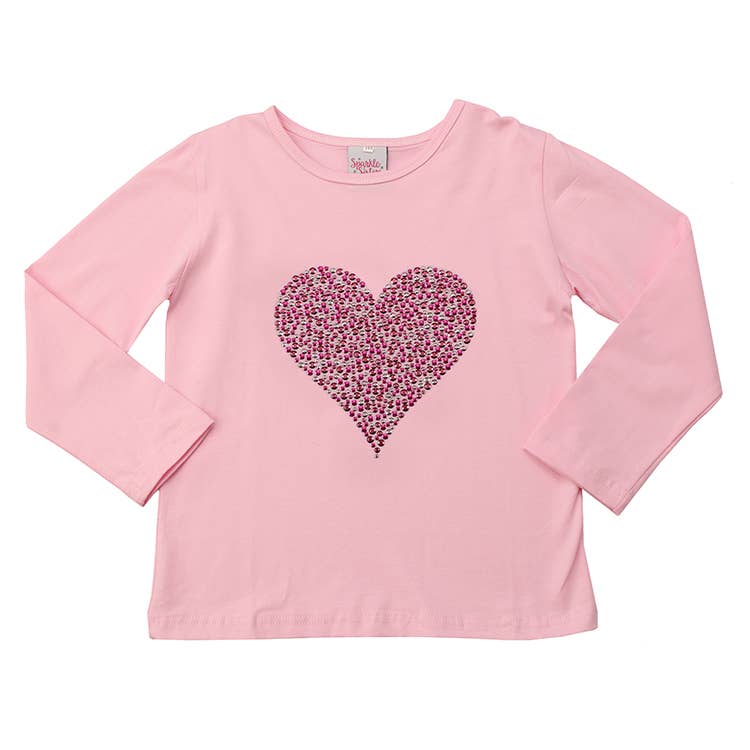 Sparkle Sisters by Couture Clips - Studded Pink Heart Long Sleeve Tee: 10 / Pink