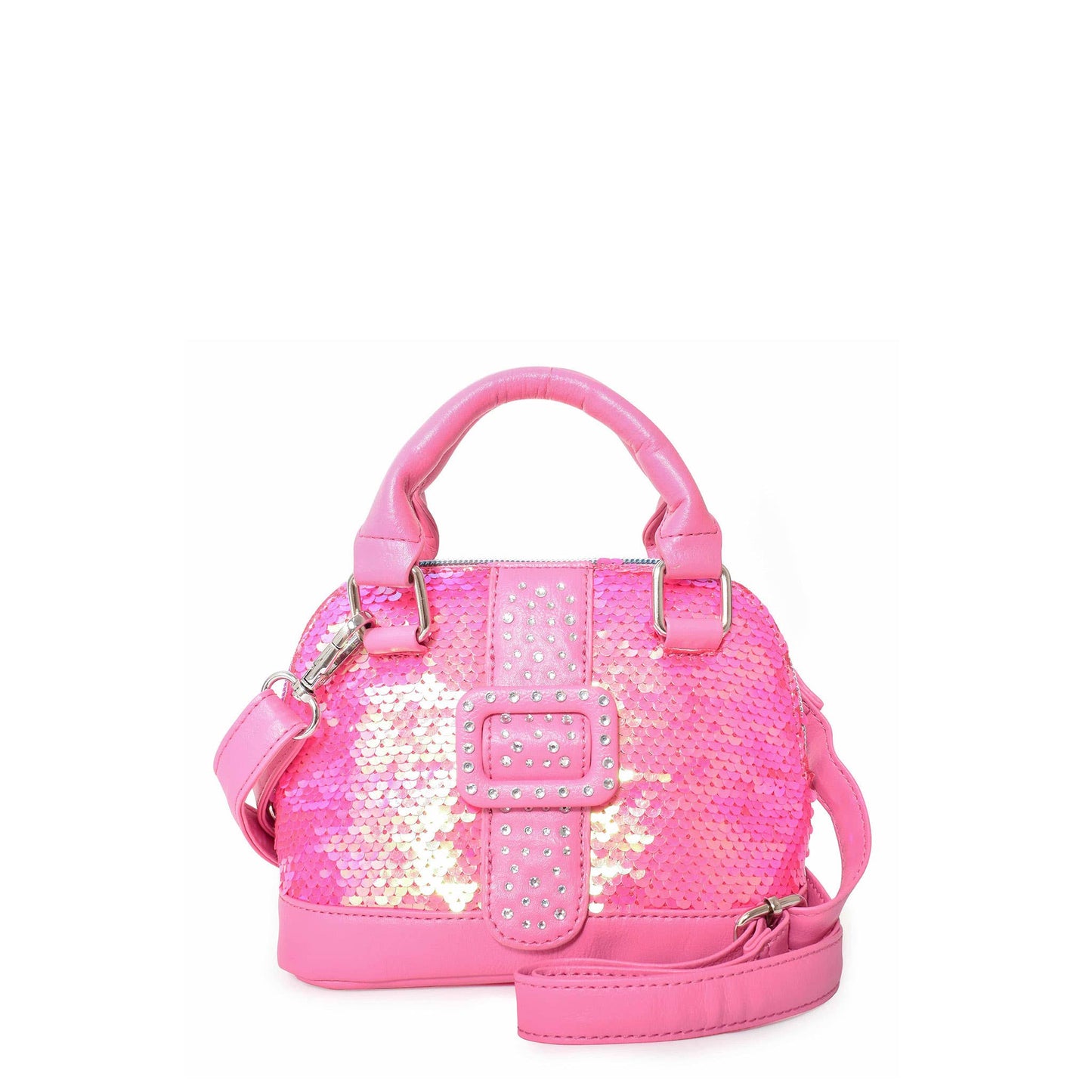 OMG Accessories - Sequins Fuchsia Mini Bowling Bag