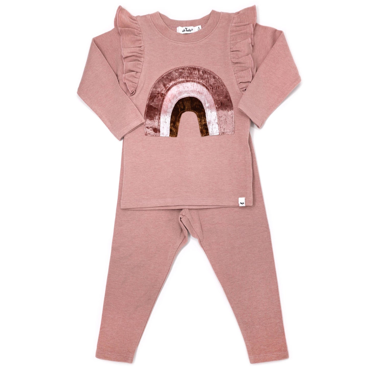 Velvet Rainbow Millie L/S 2PC Set: 3-6 mo / BLUSH