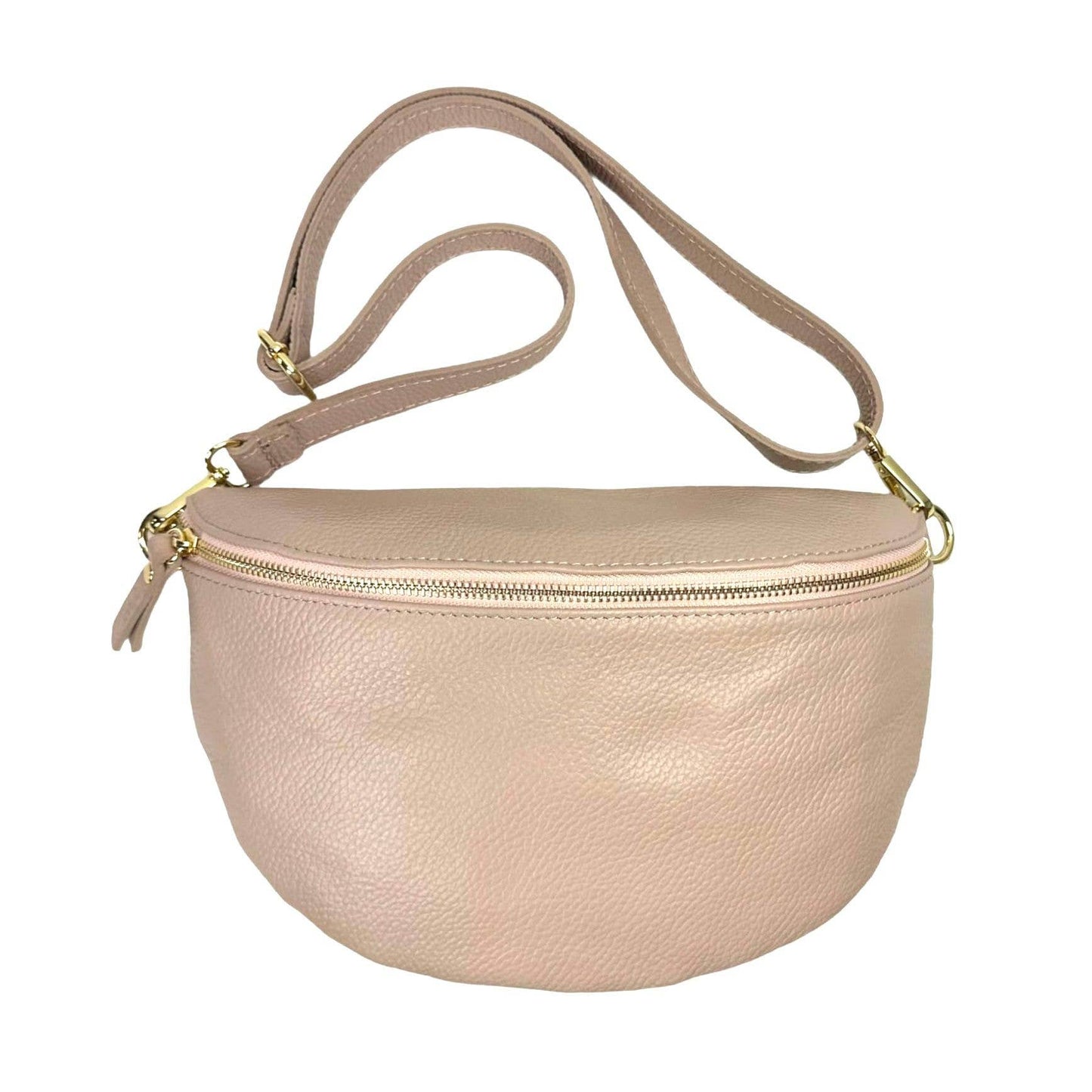 Large Italian Leather Waist Bag for Women.: Rose