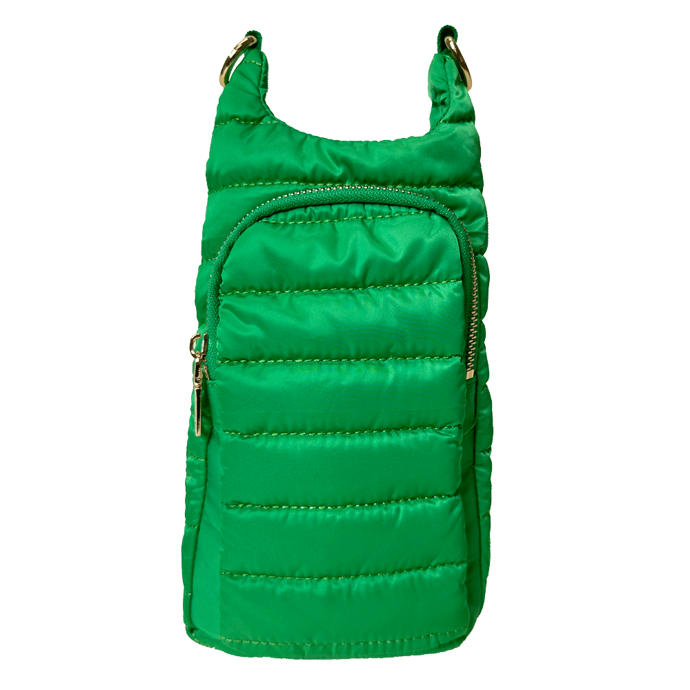 Emma Quilted Puffy Water Bottle Holder w/2" Solid Strap: NAVY