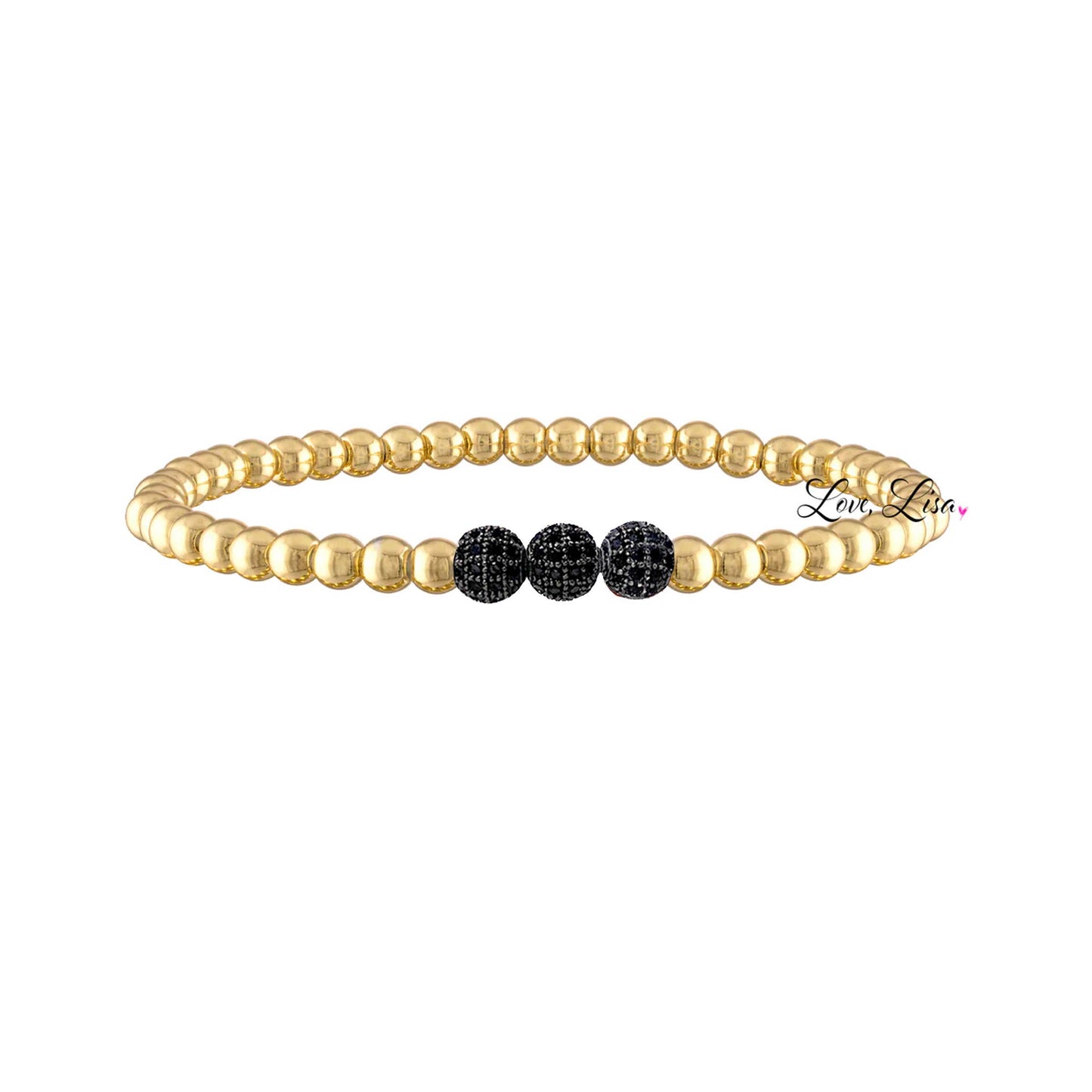 Love, Lisa - Robin Sparkling Cubic Zirconia Triple Pave Stretch Bracelet: Gold