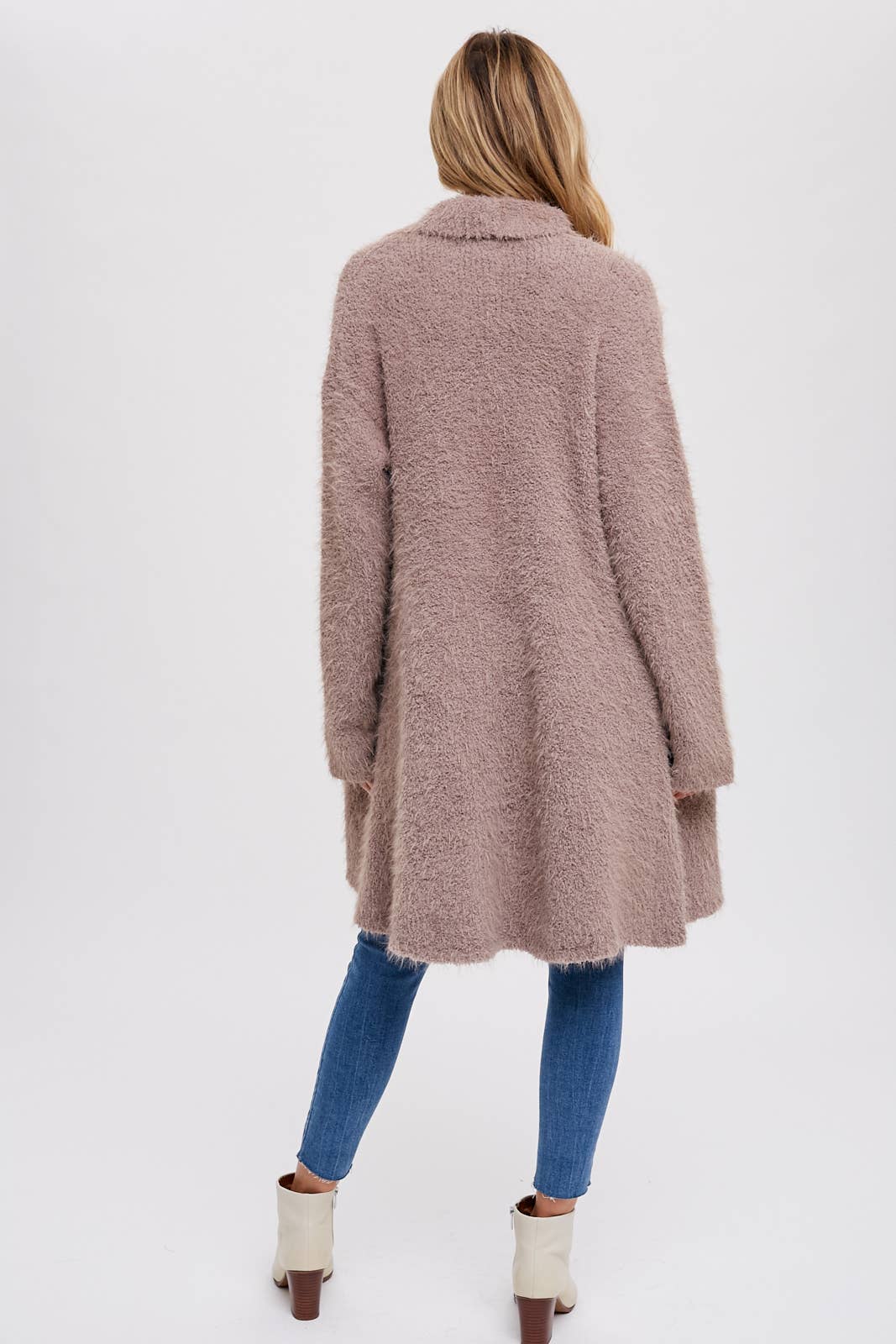 Bluivy - SOFT FUZZY DRAPE FRONT CARDIGAN: OATMEAL