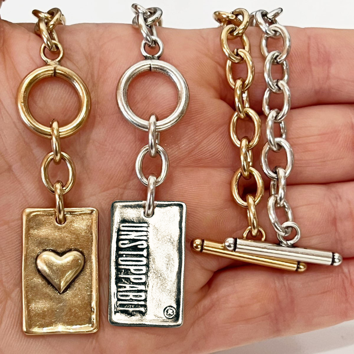 Katia Designs - CHOOSE YOUR MESSAGE | RECTANGLE | Chain Bracelet: Silver / BE YOU / S (7.5")