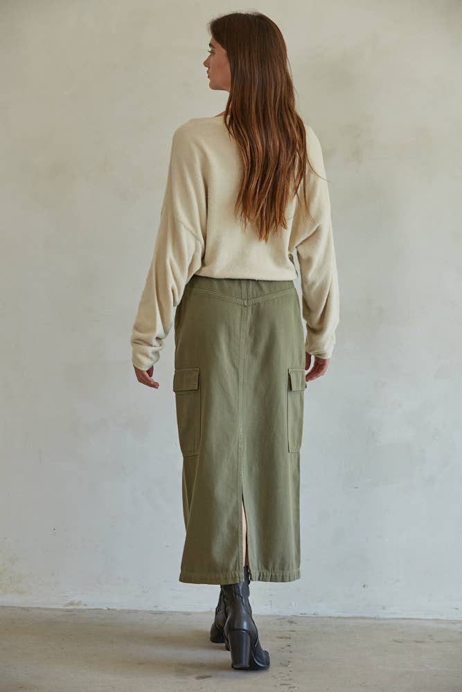 Knit Sweater Boat Neck Long Sleeve Pullover Top: Clay / S