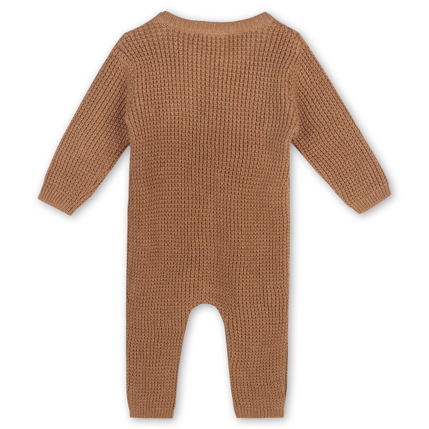 Viverano Organics - Smile Embroidered Chunky Sweater Knit Baby Jumpsuit -Organic: Chai Spice / 6-12M