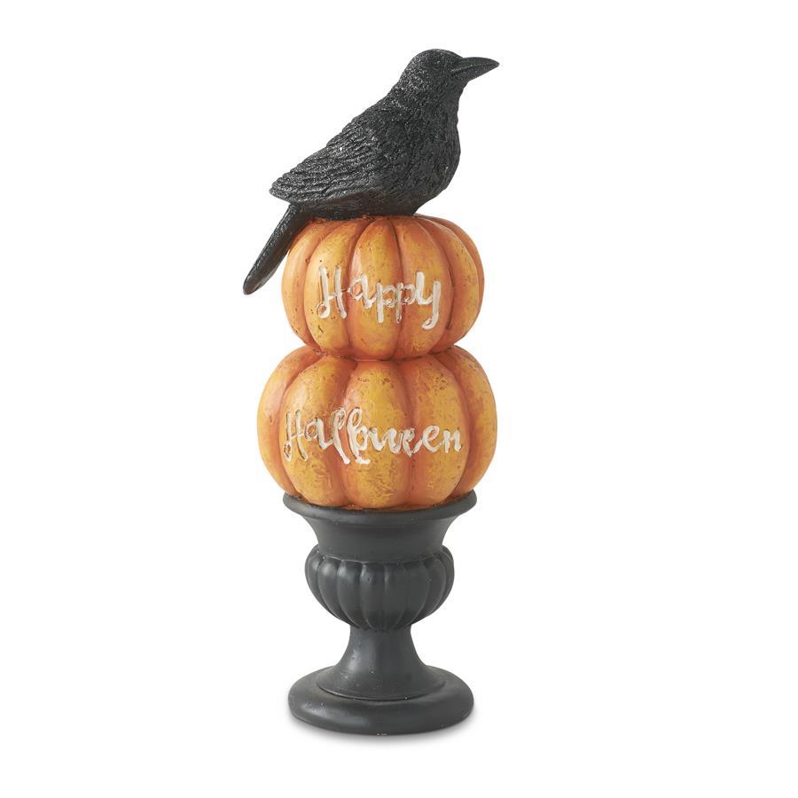 Resin Happy Halloween Pumpkins on black urn
