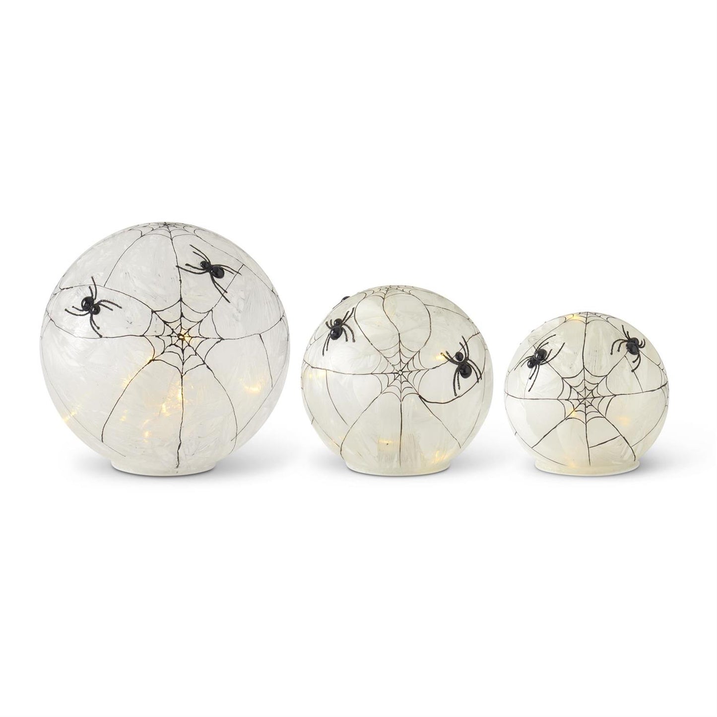Frosted Glass LED Spider Web Globes w/timer