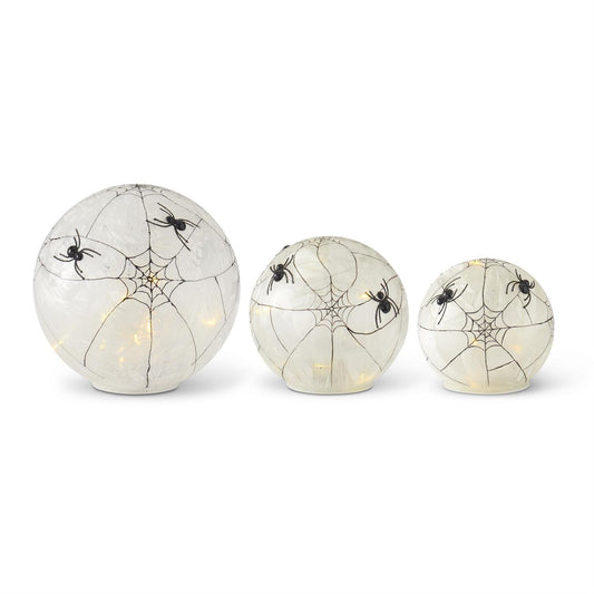 Frosted Glass LED Spider Web Globes w/timer