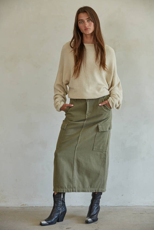 Knit Sweater Boat Neck Long Sleeve Pullover Top: Clay / S