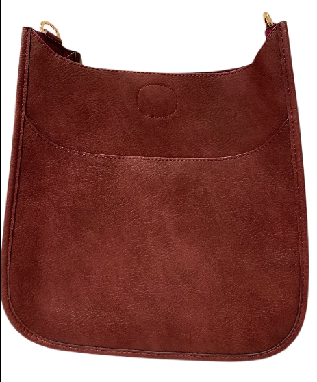 VEGAN Leather Classic Messenger-NO STRAP ATTACHED-ASSORTED: Black w/Gold Hardware