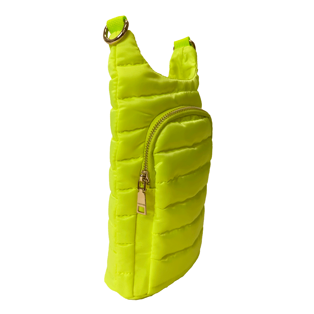 Emma Quilted Puffy Water Bottle Holder w/2" Solid Strap: NAVY
