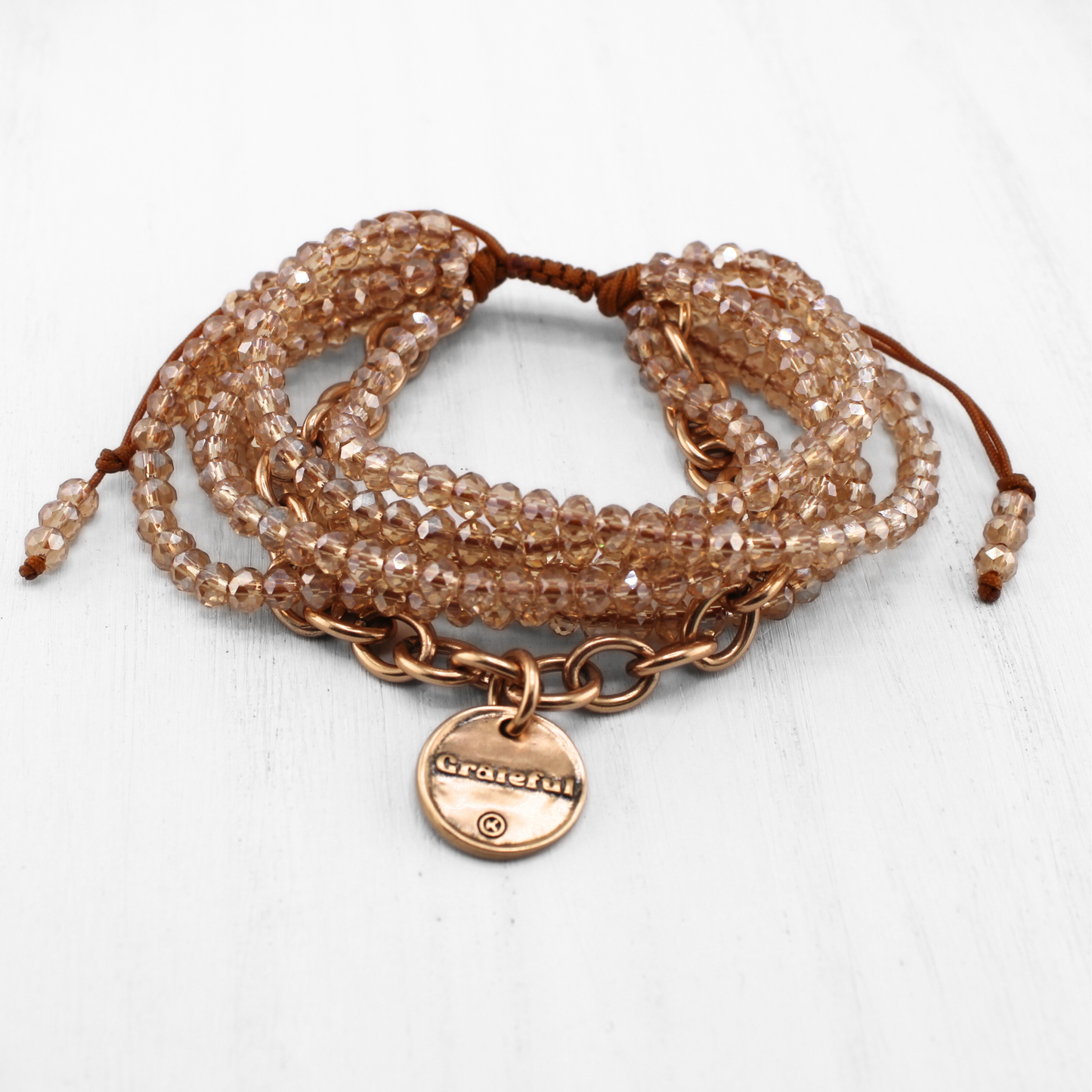 GRATEFUL | Multi-strand Bracelet with Chain: Gold / Beige