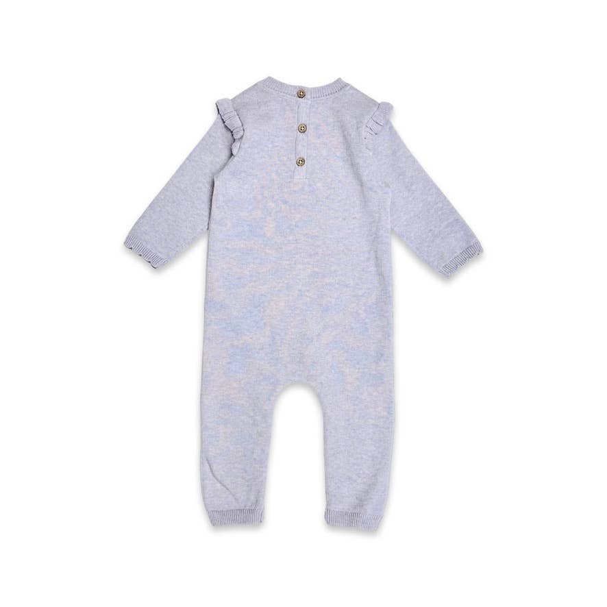 Hearts Jacquard Knit Baby Jumpsuit (Organic Cotton): Lilac Heather