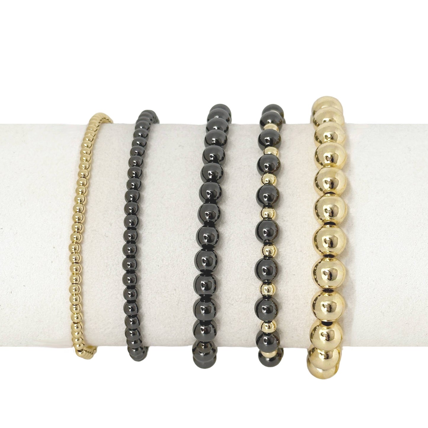 Love, Lisa - Celebrity Famous Five Stack Of Beaded Bracelets: Mixed Silver & Gold