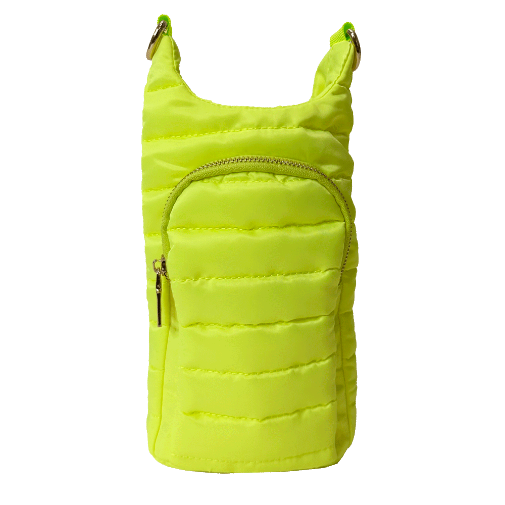 Emma Quilted Puffy Water Bottle Holder w/2" Solid Strap: NAVY