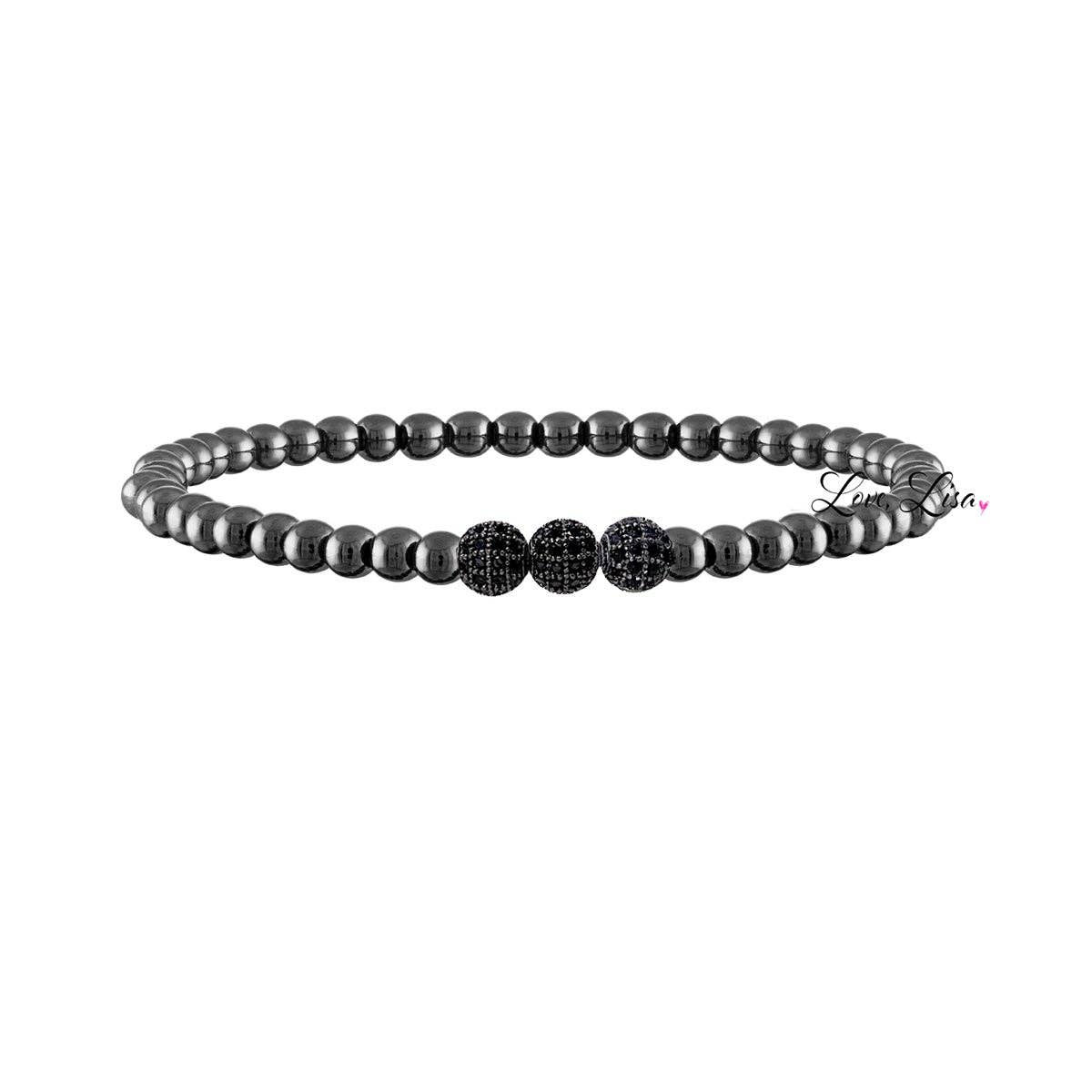 Love, Lisa - Robin Sparkling Cubic Zirconia Triple Pave Stretch Bracelet: Gold