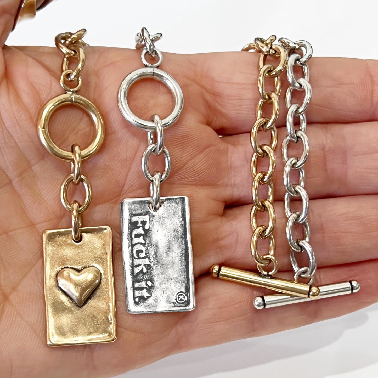 Katia Designs - CHOOSE YOUR MESSAGE | RECTANGLE | Chain Bracelet: Silver / BE YOU / S (7.5")