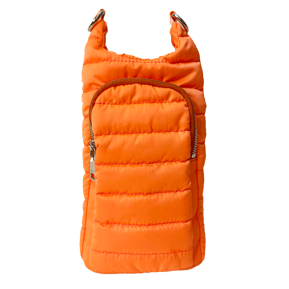 Emma Quilted Puffy Water Bottle Holder w/2" Solid Strap: NAVY